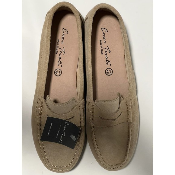 Enzo Tesoti Genuine Suede Leather Loafer Moccasin Flat Driving Shoes Sz 41